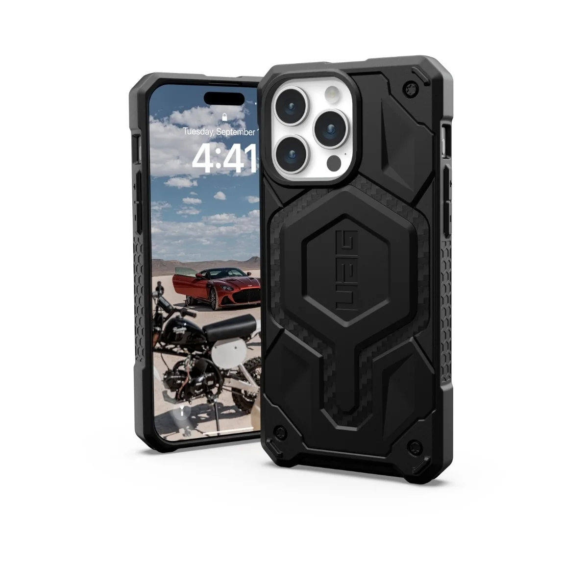 UAG iPhone 15 Pro Max Monarch Pro suojakuori MagSafe hiilikuitu