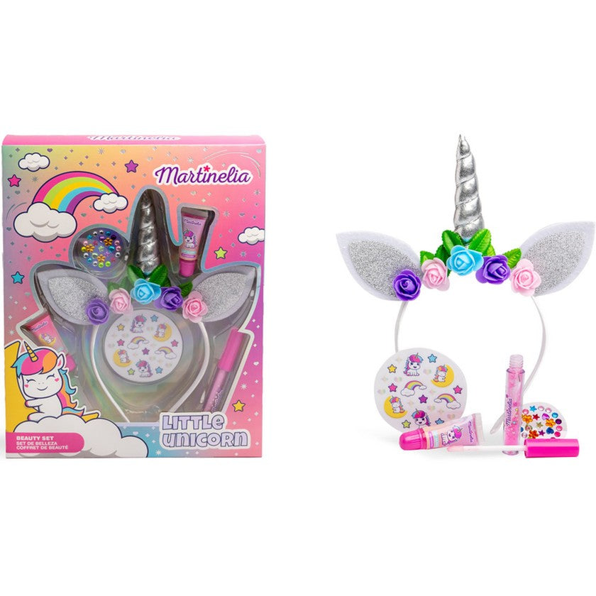 Martinelia Little Unicorn Beauty Setti: Unicorn Hair Band - 2 Lip Gloss - 1 Lip Gloss Pot - Tarrat - Jalokivitarrat 1 yksikkö