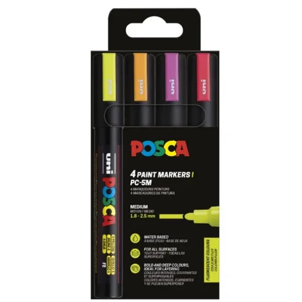 POSCA PC-5M 4kpl Neon värit