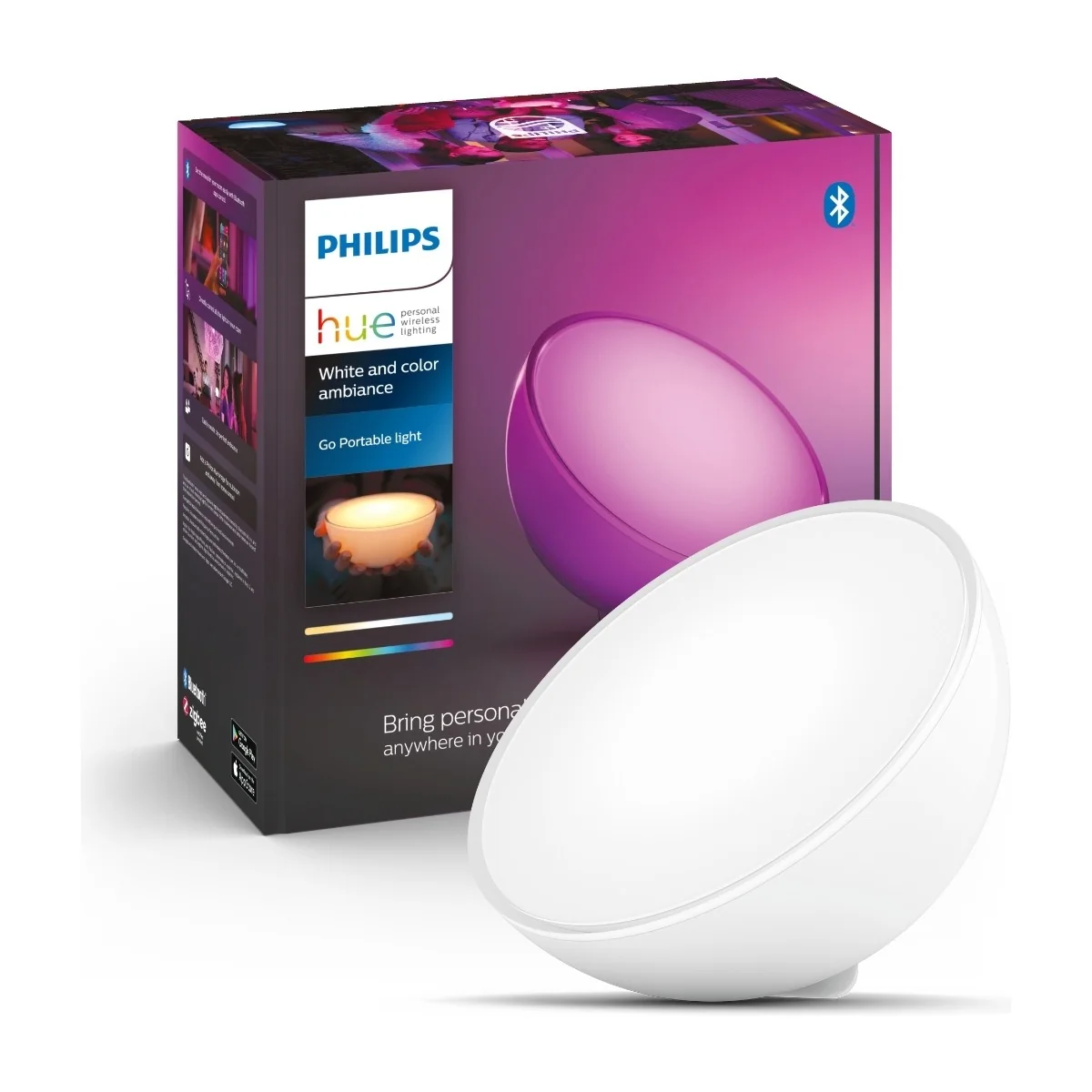 Philips Hue Go - Pöytälamppu - LED - 6 W (samanlainen 43 W) - 16 miljoonaa väriä - 2000-6500 K - valkoinen