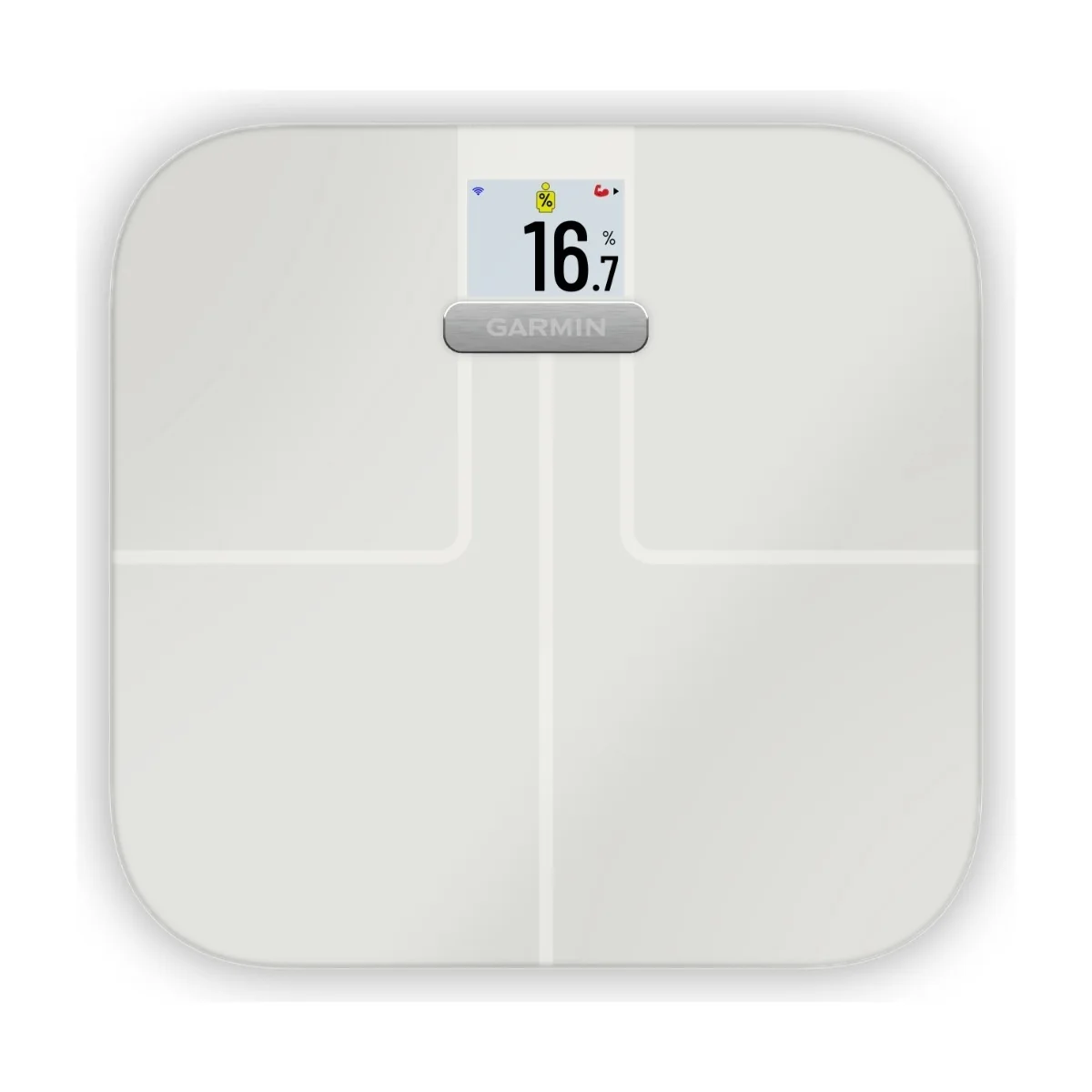 Garmin Index S2, Sähkökäyttöinen henkilövaaka, 181,4 kg, Valkoinen, kg/lb, Suorakulmio, 16 käyttäjä (t)