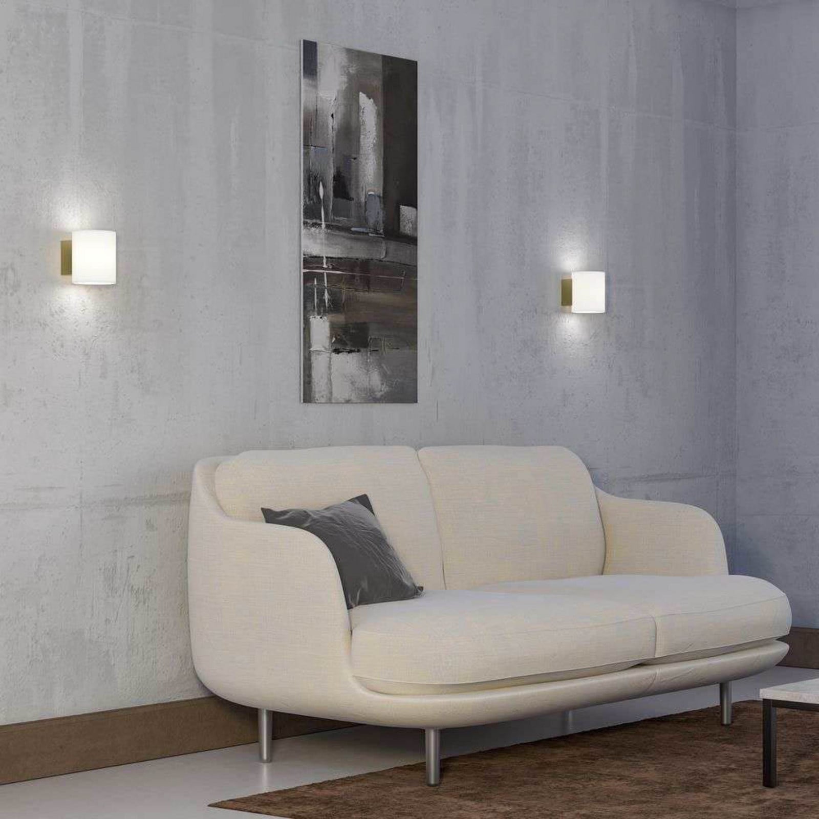 Evoke Seinävalaisin IP44 Small Satin Brass/Opaali - Herstal - Olohuone - Metalli