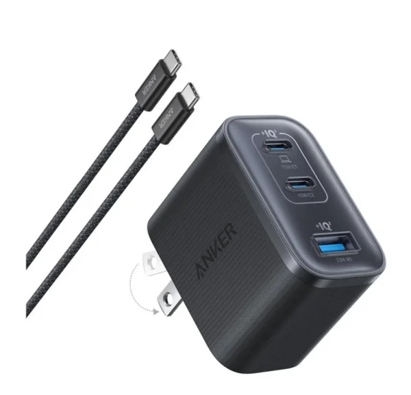Anker Nano Charger (70W, 3 porttia) - Seinälaturi, Musta