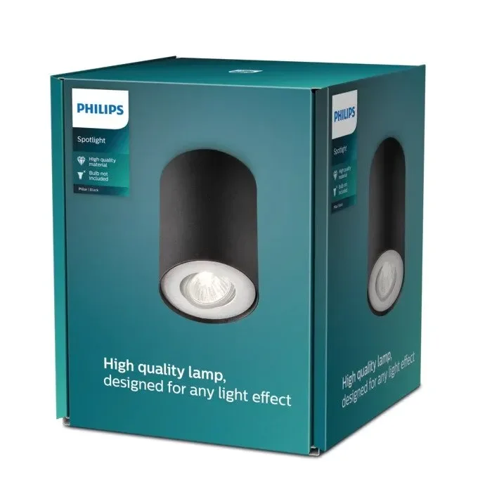 Philips PILLAR single spot black 1x50W 230V