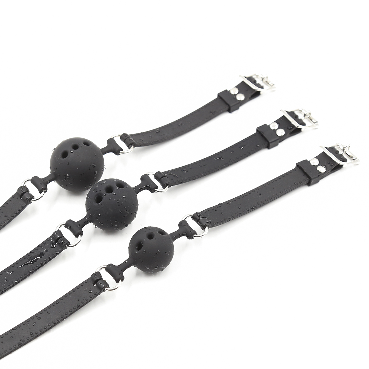 Set Of Silicone Gag Balls 3-pcs Black suukapula pallo