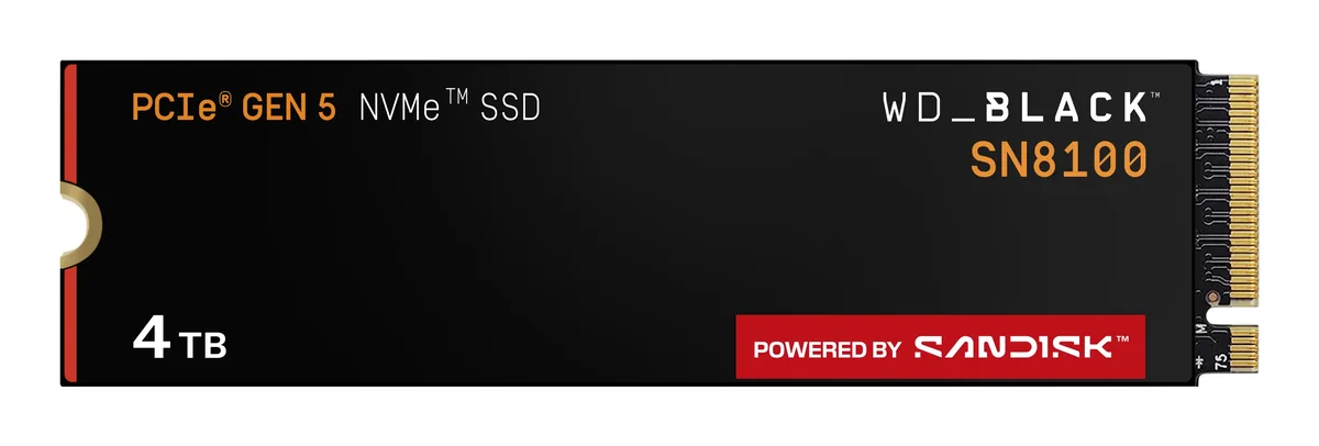 SANDISK WD Black SN8100 SSD - 4TB - M.2 2280 - PCIe 5.0 - Ilman jäähdytyssiiliä