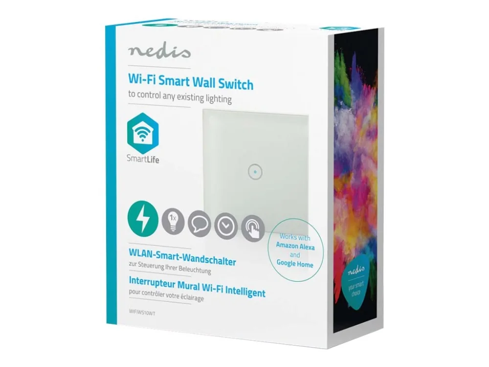 Nedis WiFi Smart Light Switch - Single - valokatkaisija - langaton - Wi-Fi - 2412 - 2462 Mhz - valkoinen