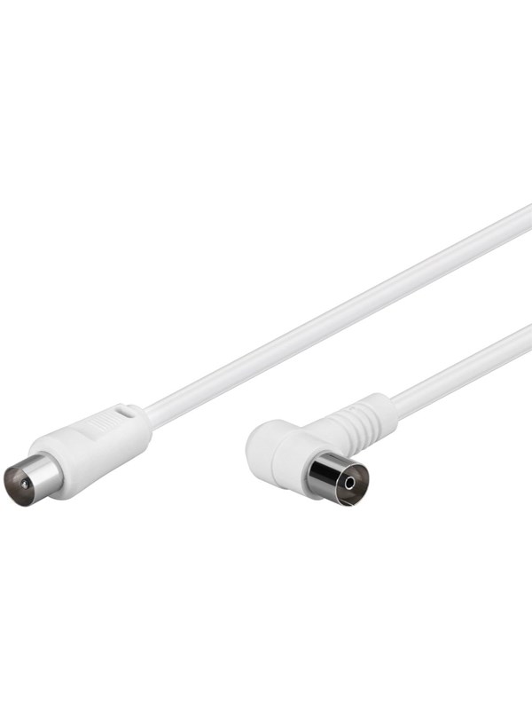 Goobay Vinklad antennkabel (80 dB), dubbelskärmad koaxial-plugg > koaxial-uttag 90° (helt skärmad)