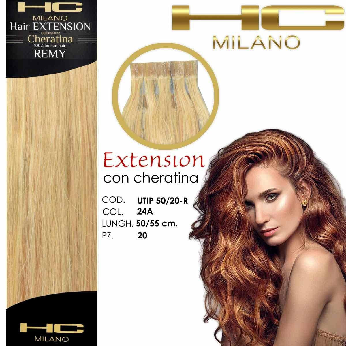 Hc Milano Remy-keratiinihiuspidennys 50/55 cm 20 kappaletta väri 24A