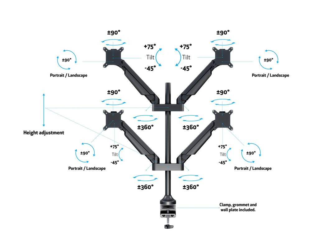 Multibrackets M Vesa Gas Arm Quad Black