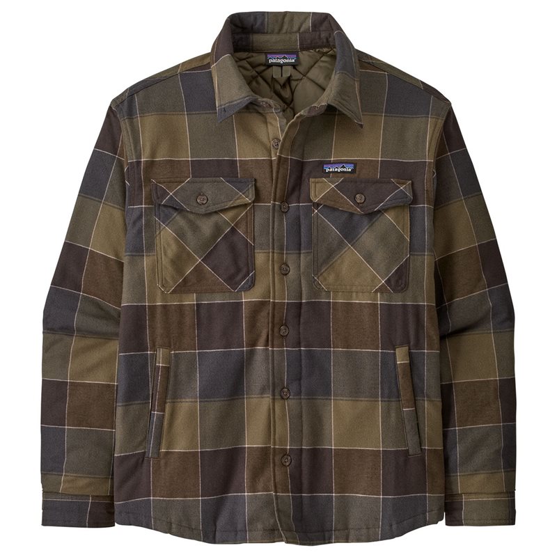 Patagonia M's LW Insulated Fjord Flannel Shirt Snow Owl: Basin Green - M