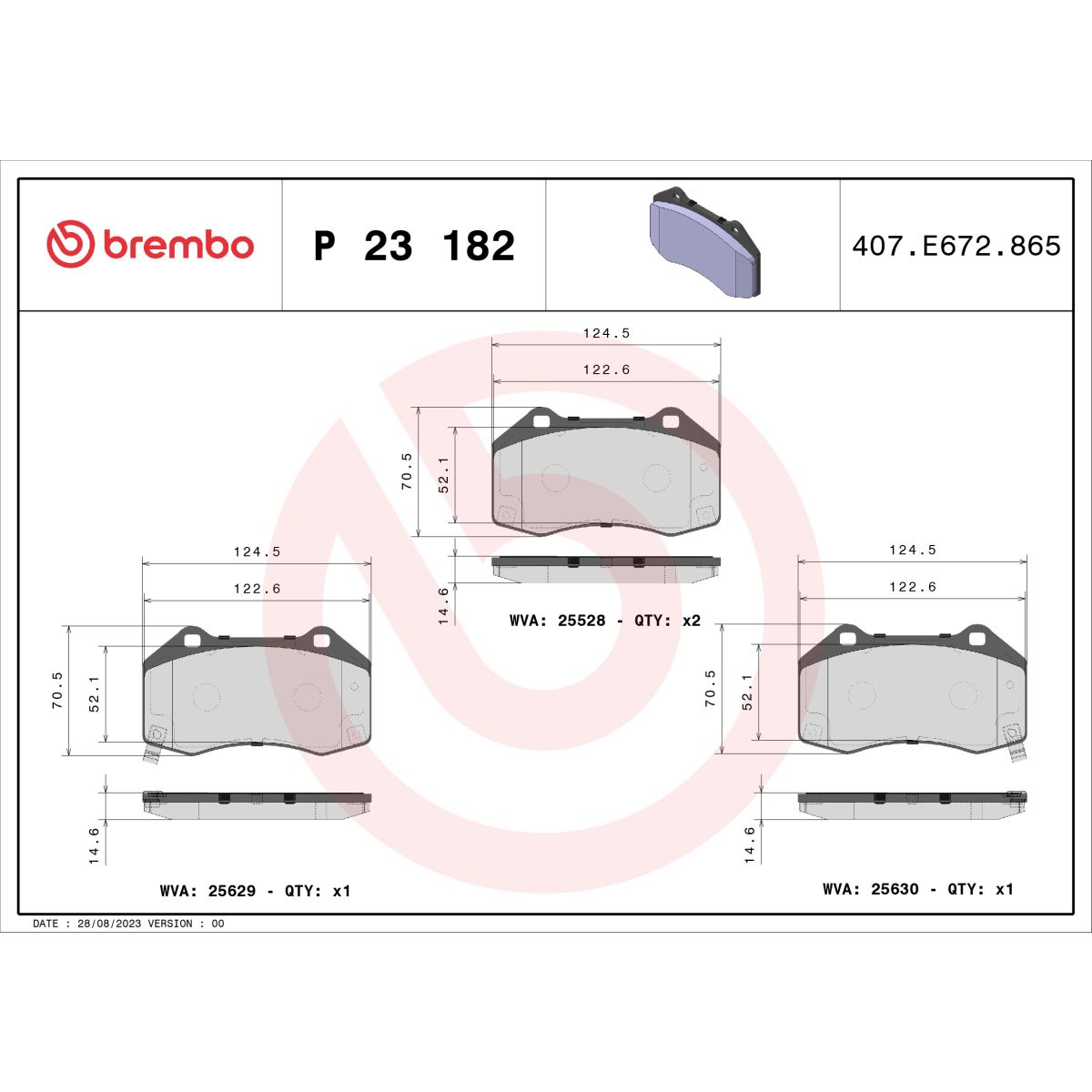 Jarrupalat, levyjarru BREMBO P 23 182