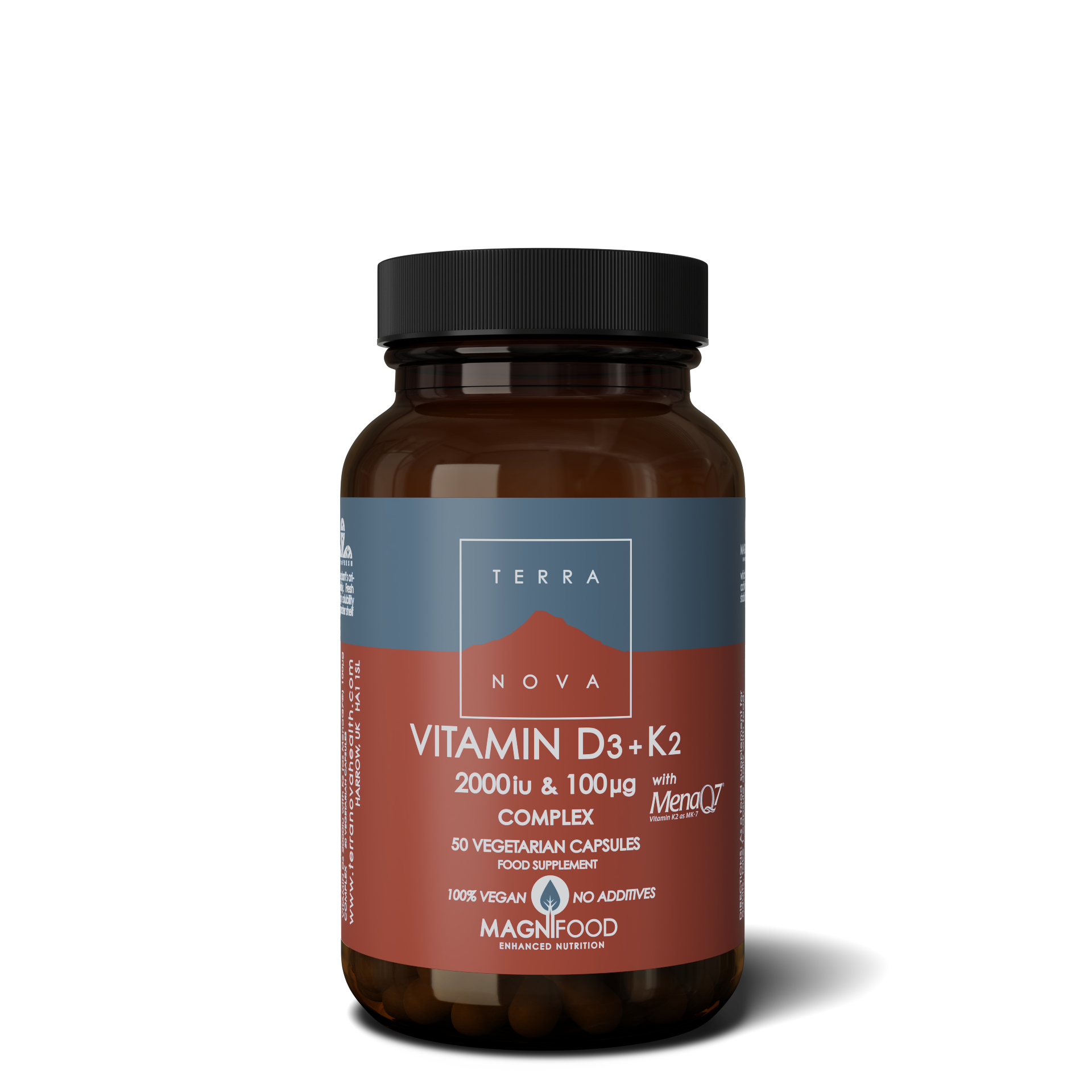 Terranova Vitamin D3 50 ug + K2 (MenaQ7) 100 ug Complex (kasviperäinen), 50 kaps