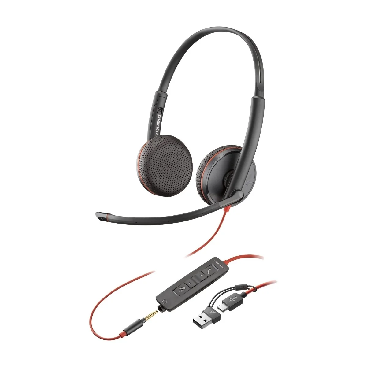 HP Poly Blackwire 3225 stereo headset, musta