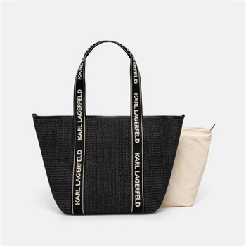 Karl Lagerfeld Rantakassi 'Essential' musta / valkoinen