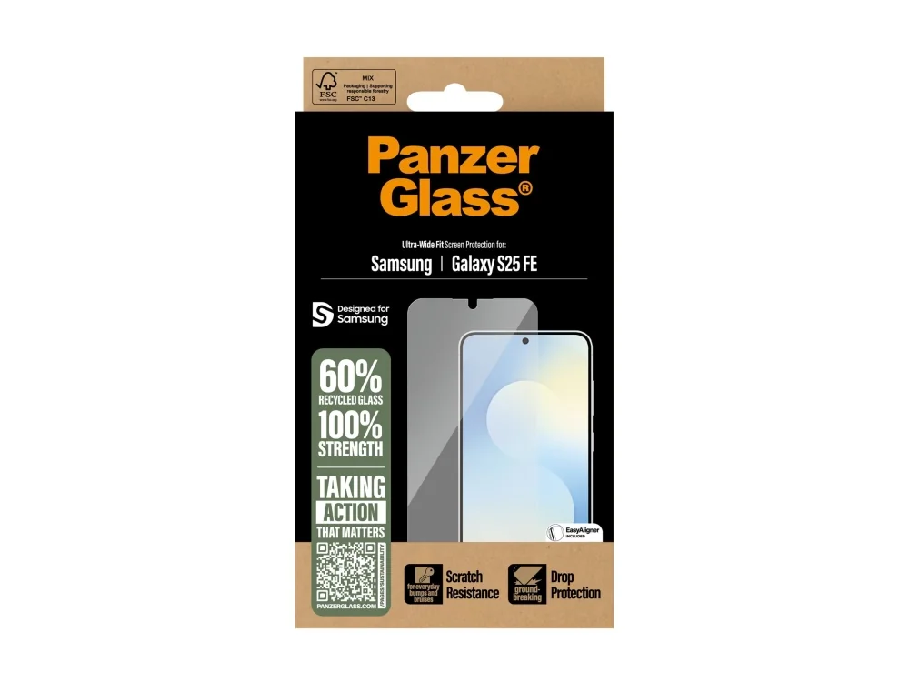 PanzerGlass Screen Protector Samsung Galaxy S25 FE 5G | Ultra-Wide Fit w. EasyAligner