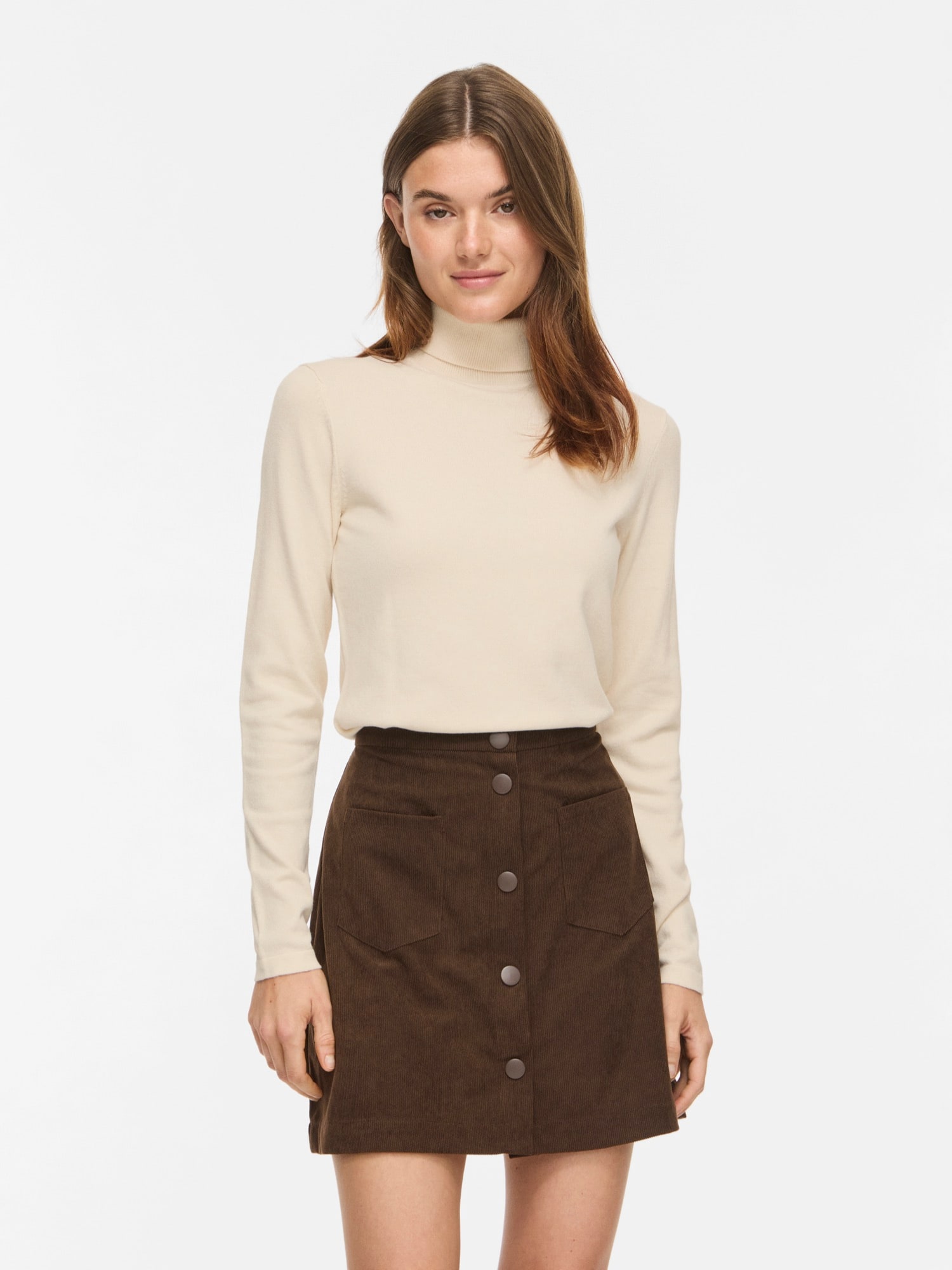 Vila naisten neulepusero Vimalu Rollneck, Sandshell Melange