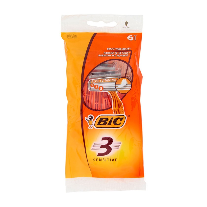 Bic Bic 3 Sensitive Rasoi 3 Lame Kertakäyttöinen Miehille, 6 Kappaletta 1 yksikkö