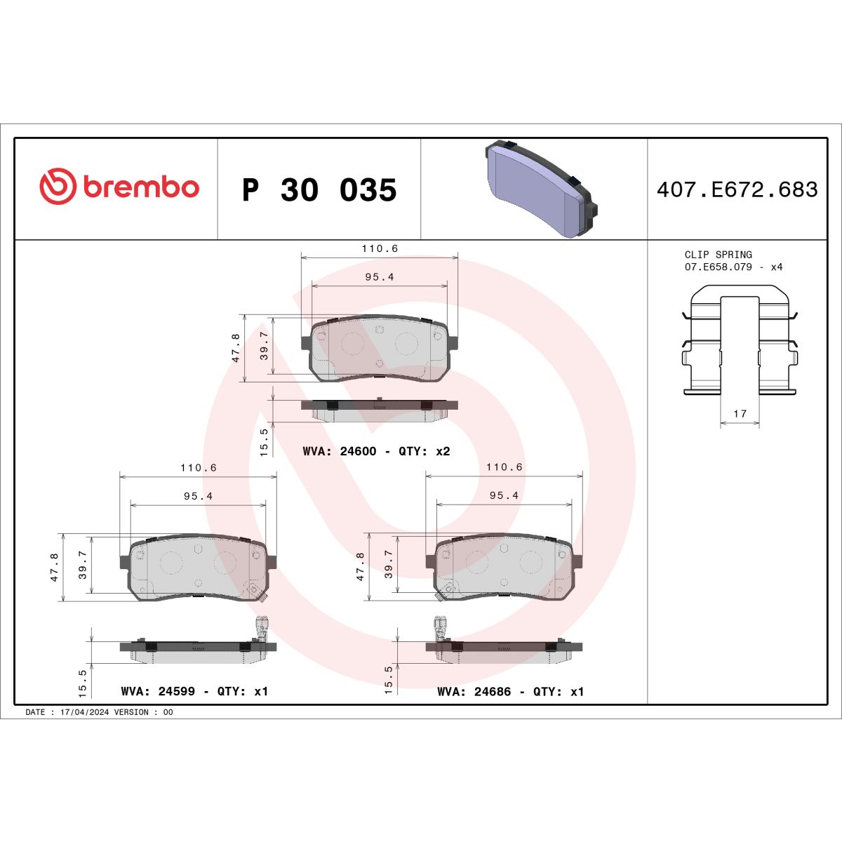 Jarrupalat, levyjarru BREMBO P 30 035