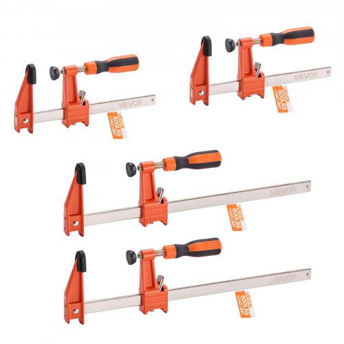 VEVOR Bar Clamps for Woodworking, 2-Pack 15.24 cm and 2-Pack 30.48 cm, Lockable F-Clamp with 272 kg Load Limit, 63.5 mm Depth, Cast Iron and Carbon Steel, Wood Clamps for Woodworking Metal Working