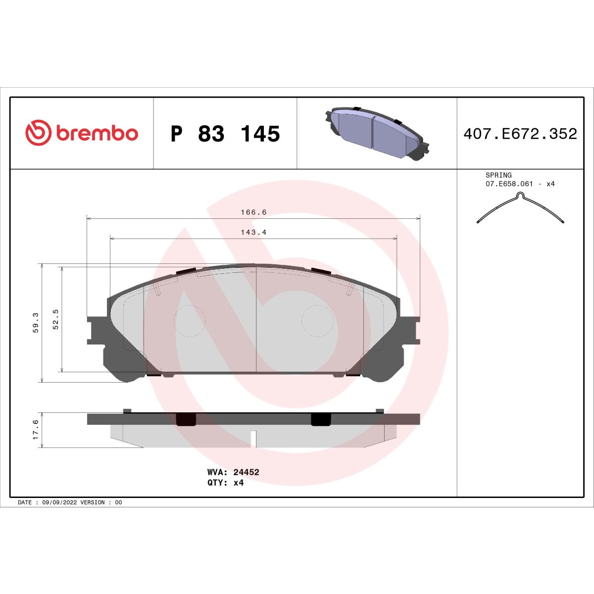 Jarrupalat, levyjarru BREMBO P 83 145