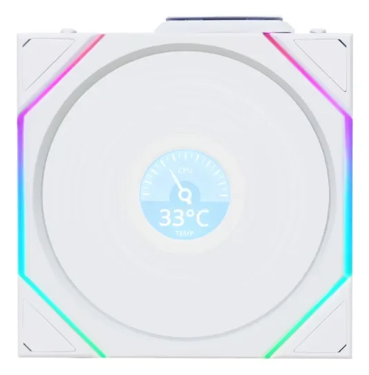 Lian Li UNI FAN TL Wireless LCD Reverse PWM ARGB -tuuletin, nestelaakeri, 120 mm, valkoinen