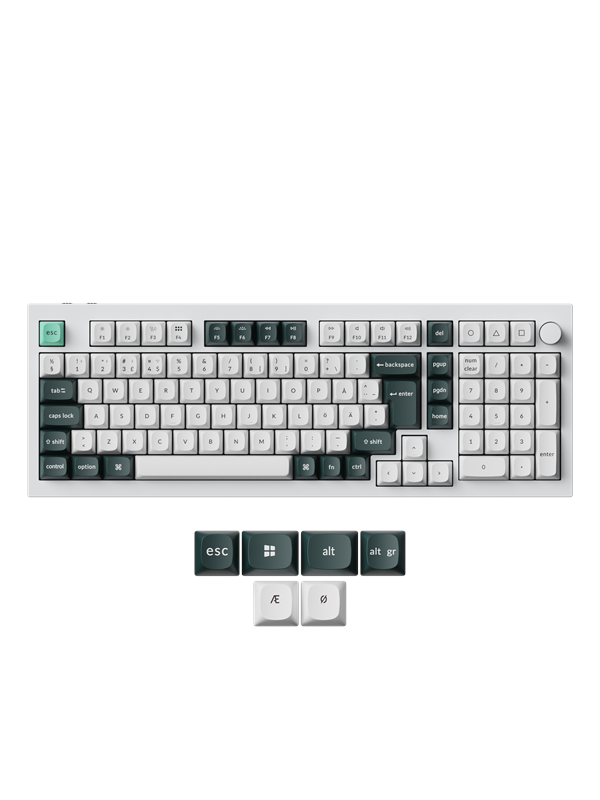 Keychron Q5 HE 96% Knob Wireless Tri-Mode QMK - Gateron 2.0 Magnetic Switch - Shell White - Pelinäppäimistö - Pohjoismainen - Valkoinen