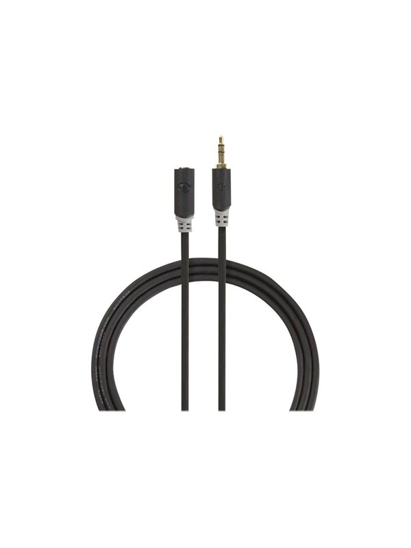 Nedis Stereoäänikaapeli | 3.5 mm uros | 3.5 mm naaras | Kullattu | 5.00 m | Pyöreä | Antrasiitti | Laatikko