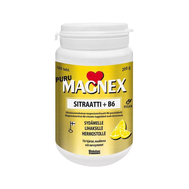 Magnex Sitraatti 375mg + B6 puru 100 tabl