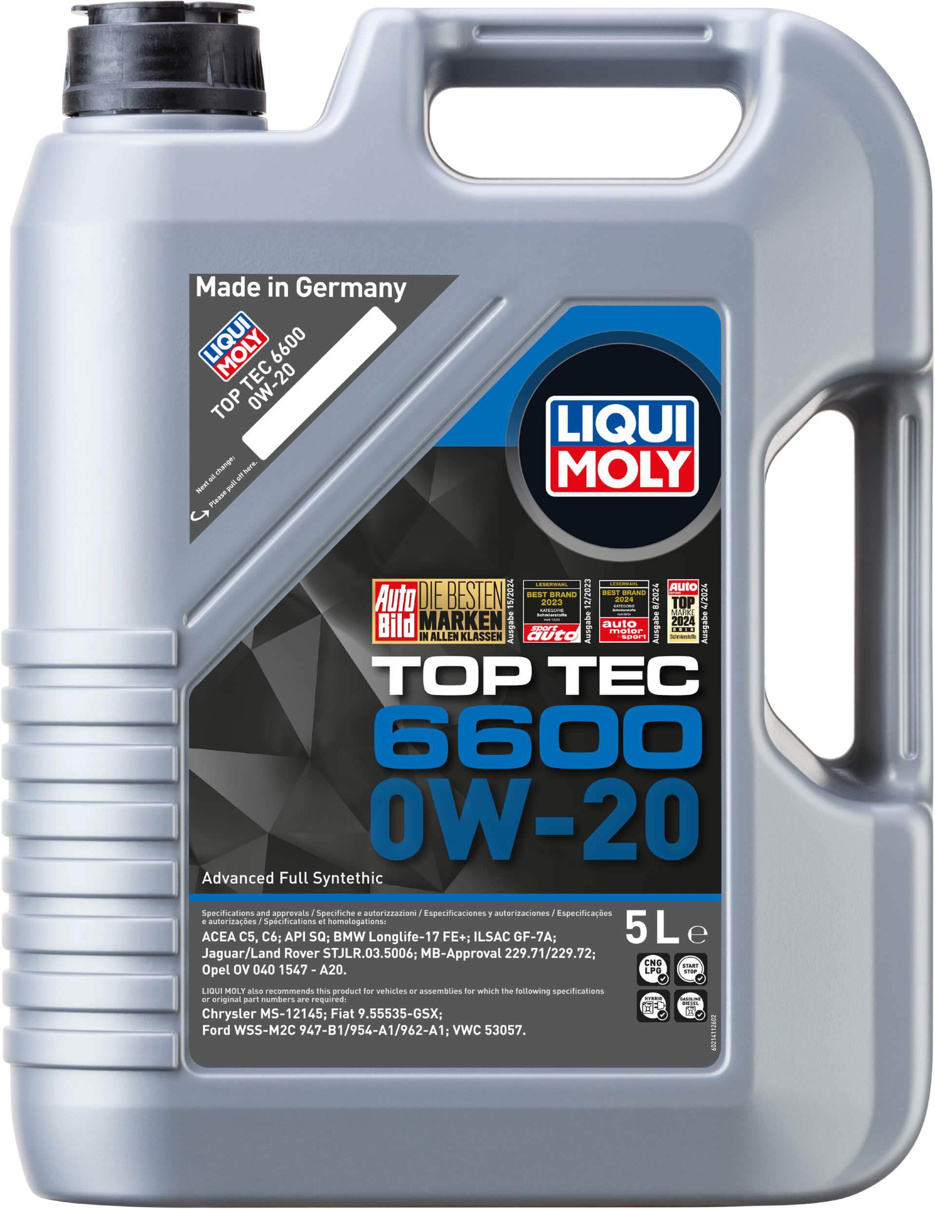 Moottoriöljy Top Tec 6600 0W-20, 5 l, Liqui Moly
