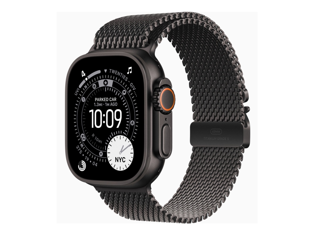 Apple Watch Ultra 3 GPS + Cellular 49mm Black Titanium Case with Black Titanium Milanese Loop - Medium