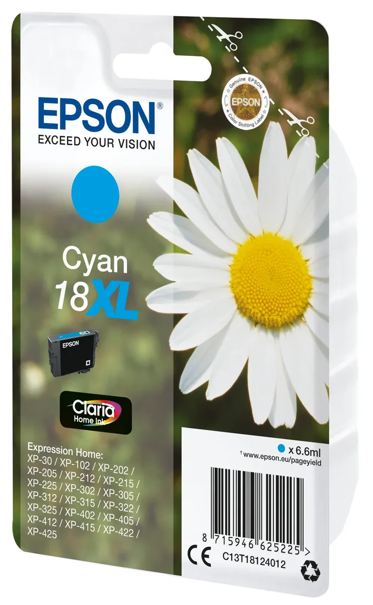 Epson 18XL -mustekasetti, 6.6 ml, syaani