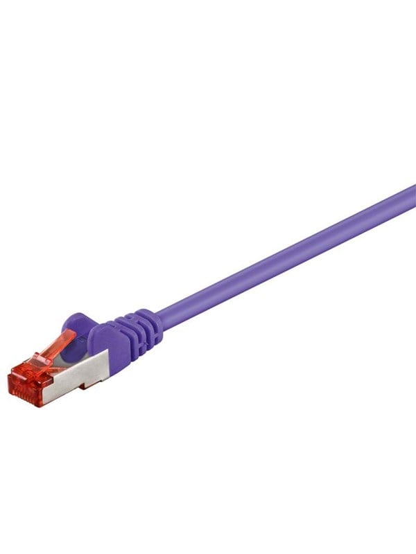Goobay Patchkabel CAT 6, S/FTP (PiMF), violett, 10 m kopparledare (CU), halogenfri kabelhölje (LSZH)