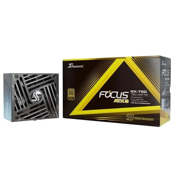 Seasonic FOCUS GX-750 Virtalähde - 750 Watt - 135 mm - ATX 3.1 - 80 Plus Kulta sertifioitu