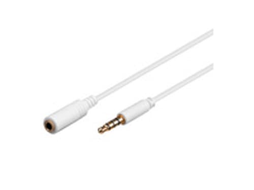 MicroConnect 3,5 mm 4-napainen audio -jatkokaapeli, 5 m, valkoinen