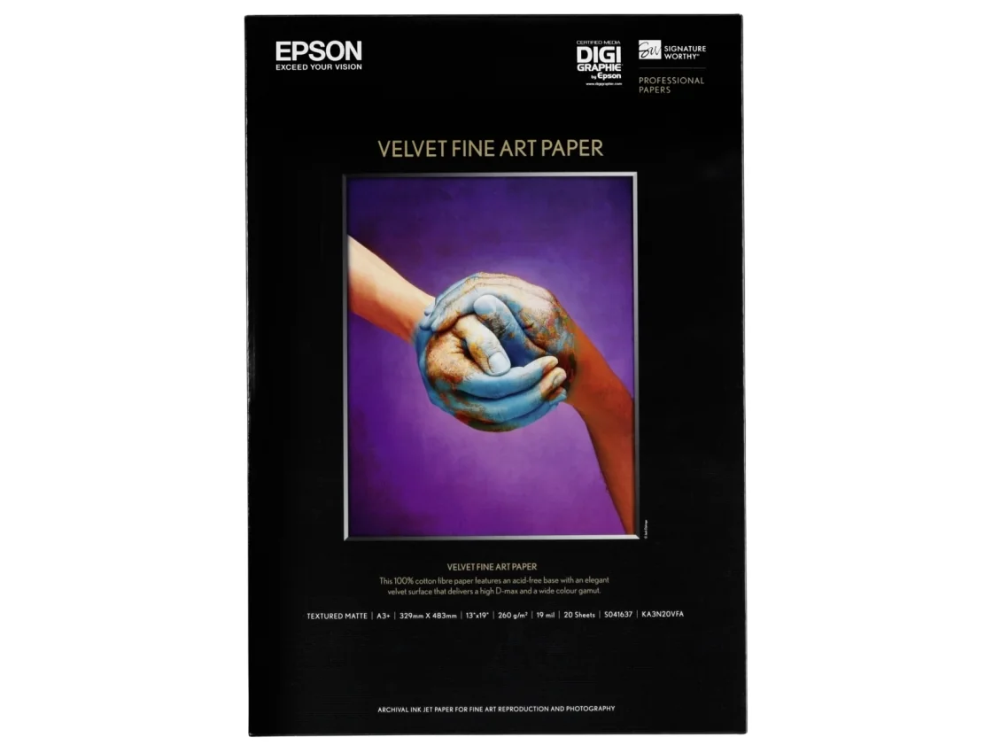 Epson Fine Art Velvet - A3 plus (329 x 423 mm) 20 arkkia paperia - SureColor P5000, P800, SC-P10000, P20000, P5000, P700, P7500, P900, P9500 -malliin