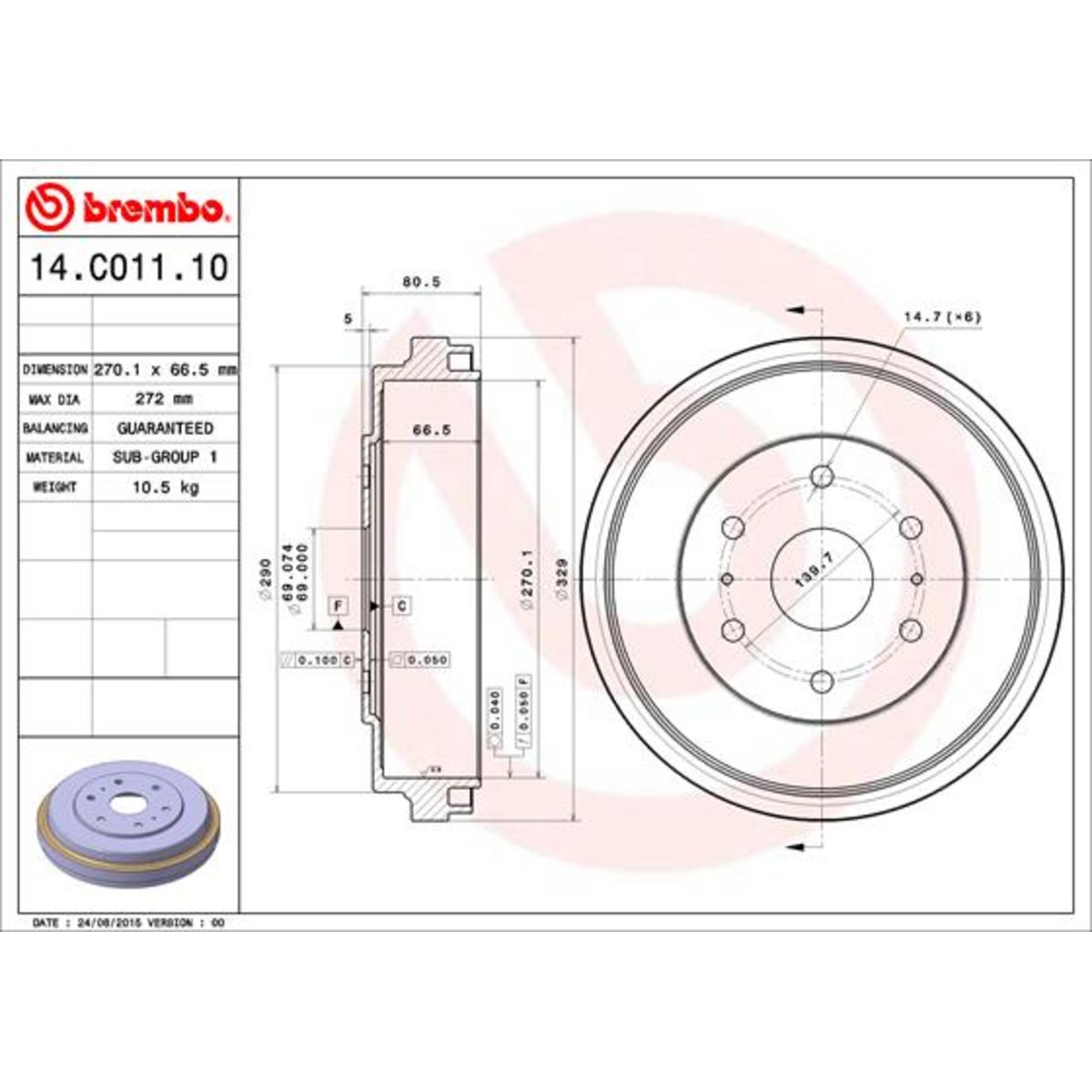 Jarrurumpu BREMBO 14.C011.10