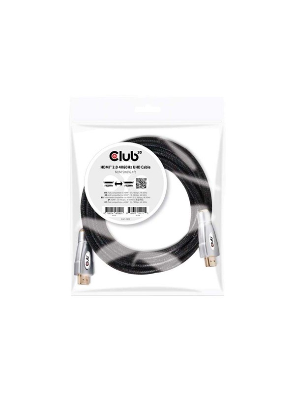 CLUB3D HDMI 2.0 4K60Hz UHD Cable 5m/16.4ft