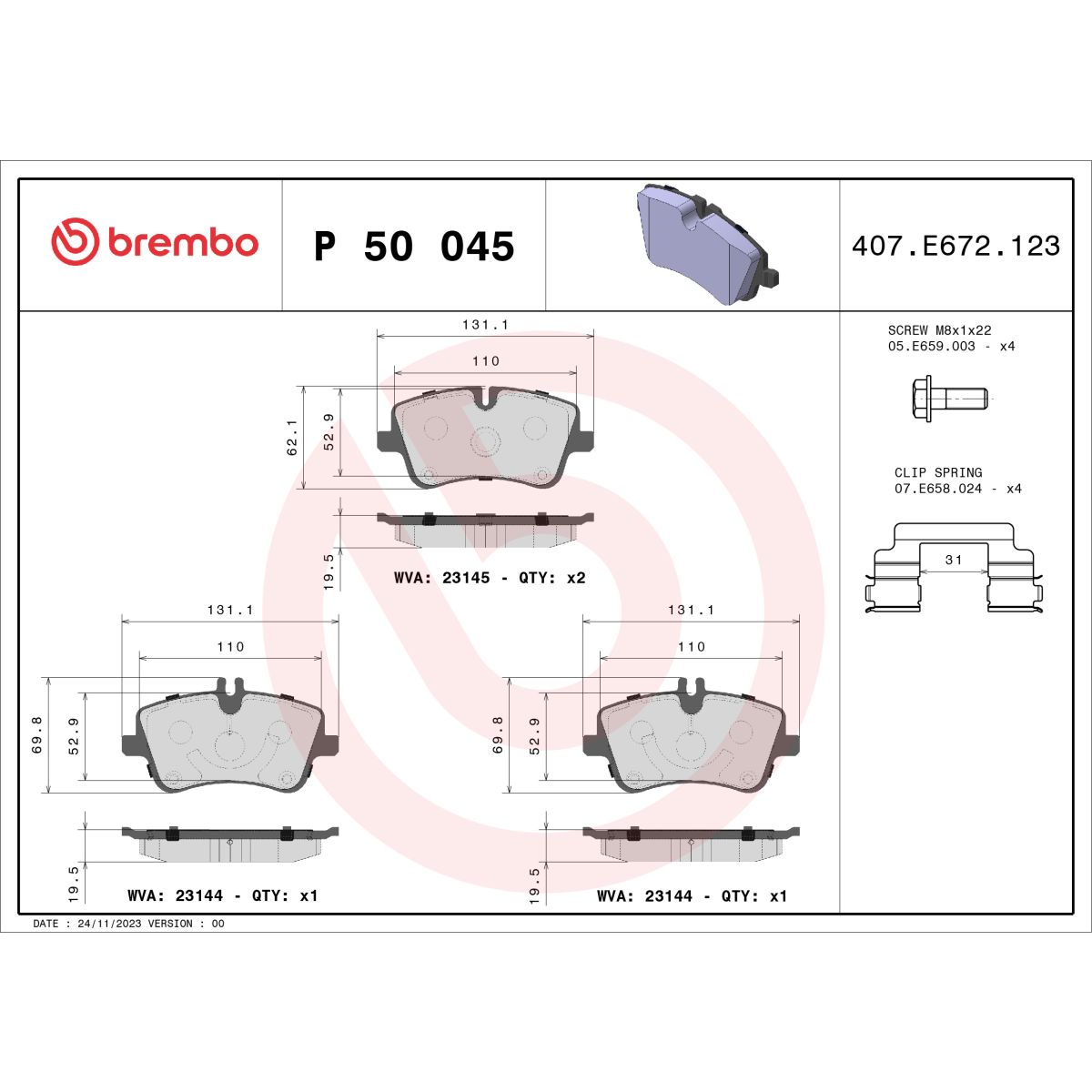 Jarrupalat, levyjarru BREMBO P 50 045X