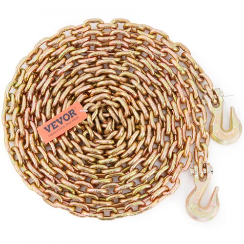VEVOR Transport Binder Chain, 2222.27 kg Working Load Limit, 7.94 mm x 6.10 m G80 Tow Chain Tie Down with Grab Hooks, DOT Certified, Galvanized Coating Manganese Steel for Dock Factory Construction Site