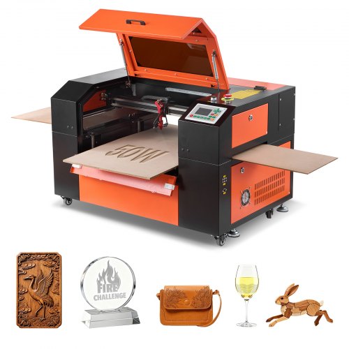 VEVOR 50W CO2 Laser Engraver, 500 x 300 mm, CO2 Laser Engraver Cutter Machine with 4 Way Pass Air Assist, Engraving Cutting Machine, Compatible with LightBurn CorelDRAW RDWorks, for Wood Acrylic Glass