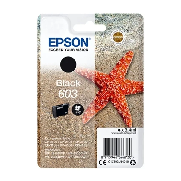 Epson Starfish 603 -mustekasetti, 3.4 ml, musta