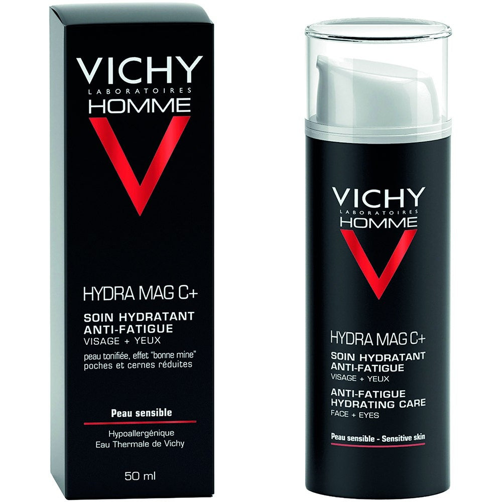 Vichy Miesten Hydra Mag C+ Anti-Fatigue kosteuttava hoito kasvoille ja silmille 50 ml
