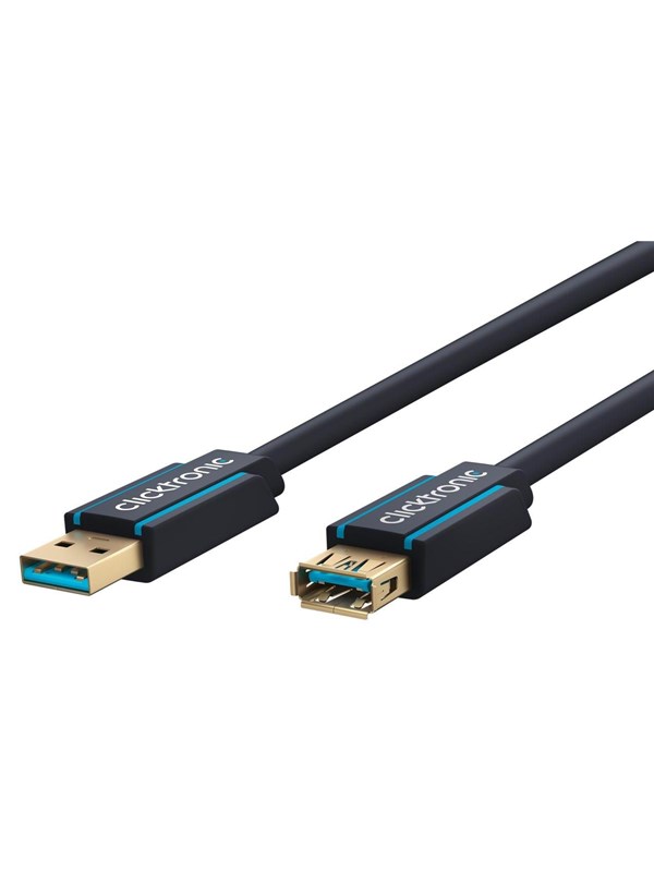 ClickTronic Förlängningskabel USB-A Premiumkabel | USB A hane USB A hona | 3,0 m | 5 Gbit/s