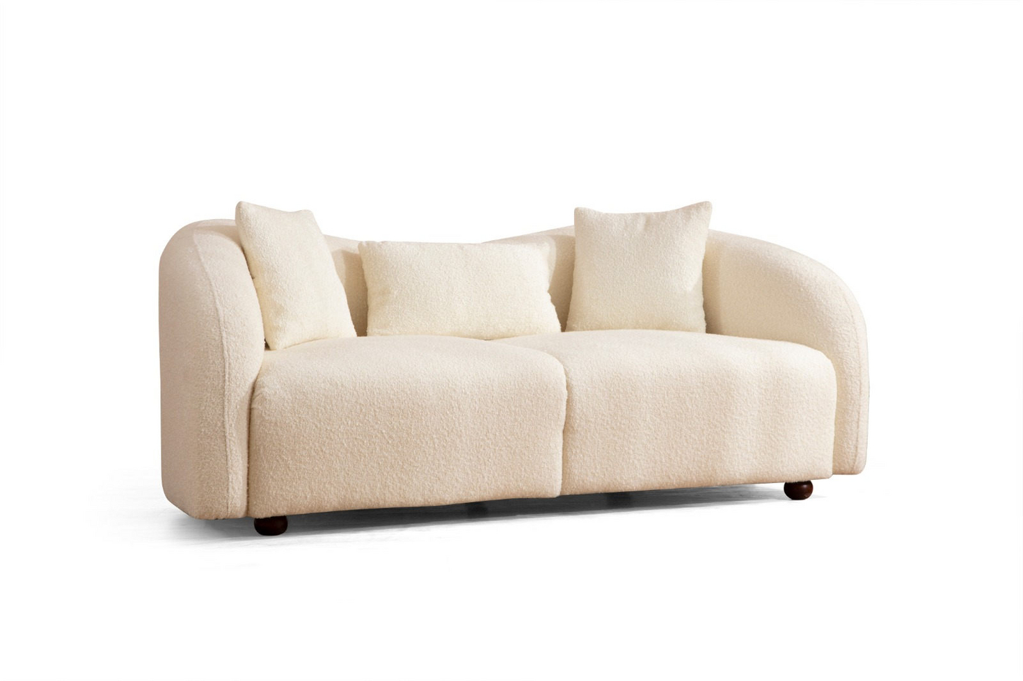 Norda Design Moderni 2-istuttava sohva, kerma, pyökkirunko, 190 cm, 100 % polyesteri, pähkinäpuujalat, sisältää 2 tyynyä