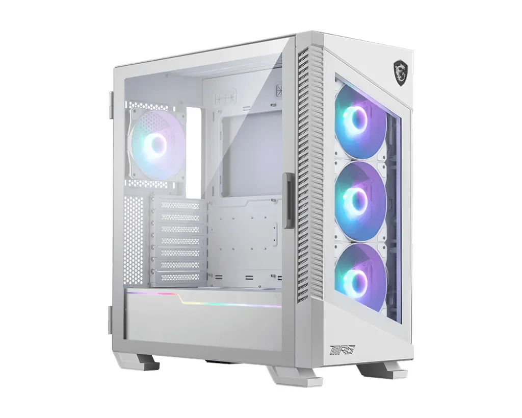 MSI MPG 100R WHITE, Midi Tower, PC, Valkoinen, ATX, Pelaaminen, 3x 120 mm