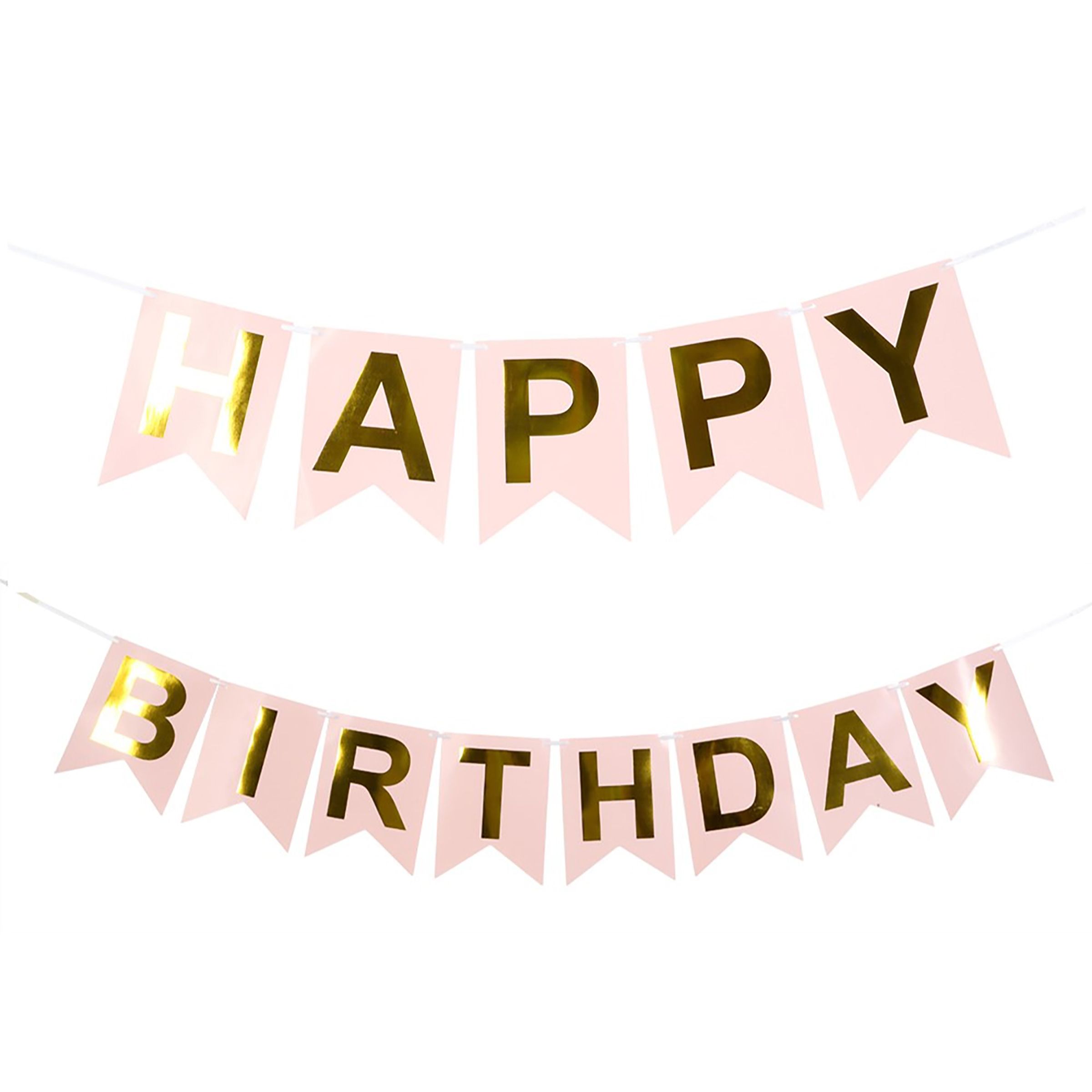Lippuviirinauha Happy Birthday Vaaleanroosa