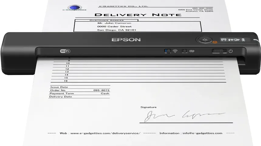 Epson WorkForce ES-60W - Skanneri paperinsyötöllä - Kosketuskuvakenno (CIS) - A4 - 600 dpi x 600 dpi - jopa 300 skannausta päivässä - USB 2.0, Wi-Fi(n)