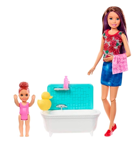Barbie Skipper Babysitter leikkisetti lapsi & Kylpyamme