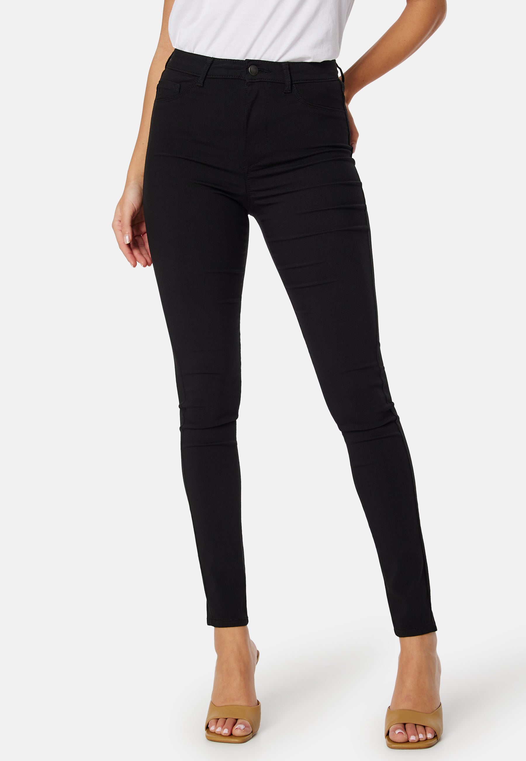 PIECES Farkkuleggingsit musta denim